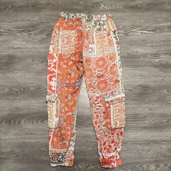 Biya Johnny Was Silk Floral Pull On Drawstring Jogger Pant XS Boho Luxe Festival - Picture 2 of 8